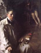 Anders Zorn Sailvportratt med modell(Self-portrait with a model) oil painting